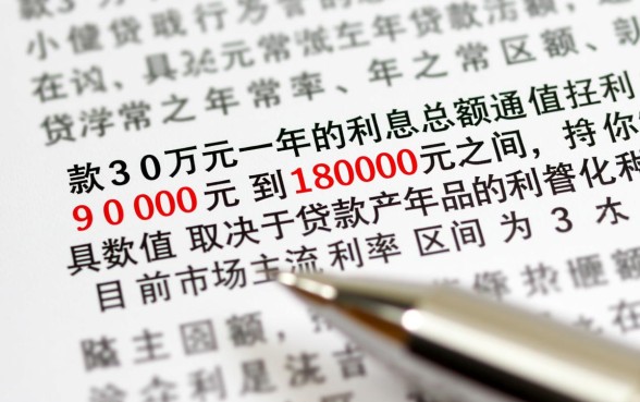 从银行贷款30万元一年利息是多少