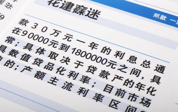 从银行贷款30万元一年利息是多少
