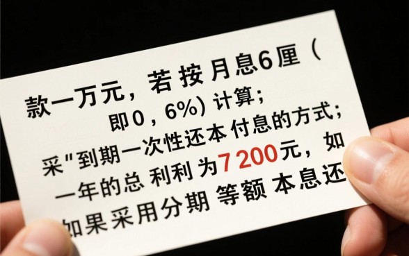 贷款一万元一年利息6厘是多少