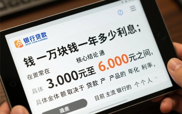银行贷款一万块钱一年多少利息