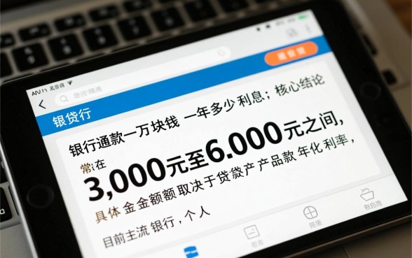 银行贷款一万块钱一年多少利息