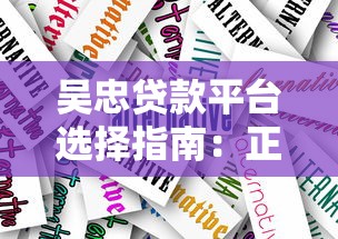 吴忠贷款平台选择指南：正规渠道、低息方案与避坑技巧