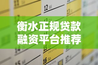 衡水正规贷款融资平台推荐及申请攻略