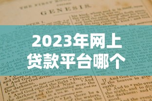 2023年网上贷款平台哪个好？正规平台选择指南