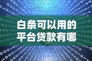白条可以用的平台贷款有哪些？十大正规渠道推荐