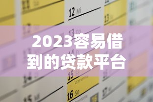 2023容易借到的贷款平台排名及申请攻略