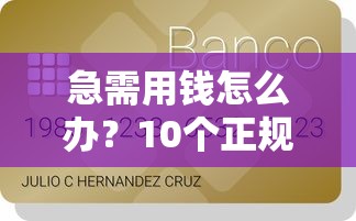 急需用钱怎么办？10个正规急用贷款平台推荐及避坑指南