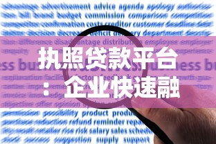 执照贷款平台：企业快速融资的合规选择与申请指南