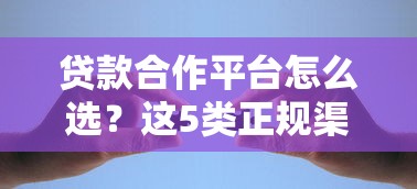 贷款合作平台怎么选？这5类正规渠道值得关注