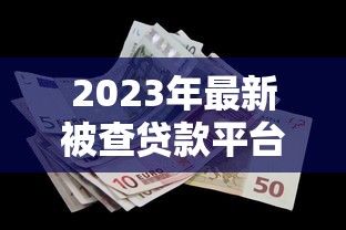 2023年最新被查贷款平台名单及避坑指南