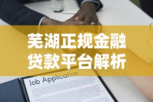 芜湖正规金融贷款平台解析：如何安全快速申请低息借款