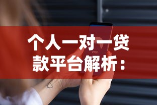 个人一对一贷款平台解析：如何安全高效借款