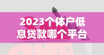 2023个体户低息贷款哪个平台好？5大正规低息渠道推荐