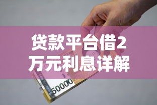 贷款平台借2万元利息详解：低息技巧与避坑指南