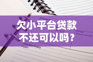 欠小平台贷款不还可以吗？后果及应对方法详解
