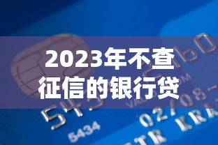 2023年不查征信的银行贷款平台推荐及申请指南