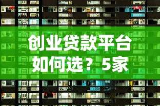 创业贷款平台如何选？5家正规机构深度对比