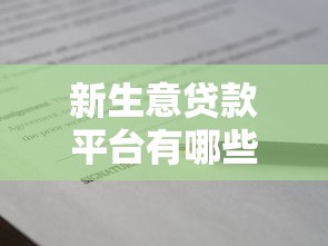 新生意贷款平台有哪些？十大靠谱借款渠道推荐