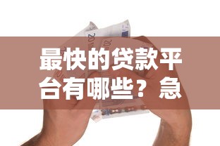 最快的贷款平台有哪些？急用钱必看这5个秒下款平台