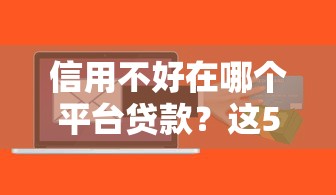 信用不好在哪个平台贷款？这5个平台通过率高且靠谱！