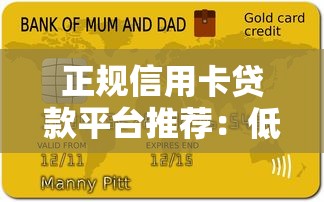 正规信用卡贷款平台推荐：低息灵活，快速到账
