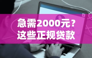急需2000元？这些正规贷款平台快速到账，低息安全靠谱！