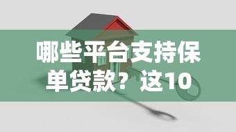 哪些平台支持保单贷款？这10家正规机构值得了解