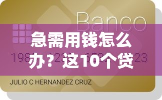 急需用钱怎么办？这10个贷款平台最快2小时内放款