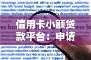 信用卡小额贷款平台：申请流程、风险与靠谱平台推荐