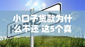 小口子贷款为什么不还 这5个真实原因让你秒懂江湖规矩