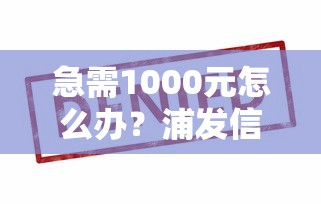 急需1000元怎么办？浦发信用卡被拒5次试试这7个无门槛平台