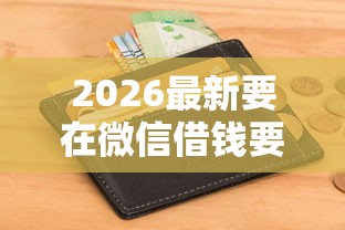 2026最新要在微信借钱要怎么借呢（支持微信），5个正规信用贷款平台无私分享