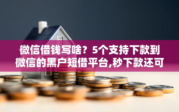 微信借钱写啥？5个支持下款到微信的黑户短借平台,秒下款还可靠