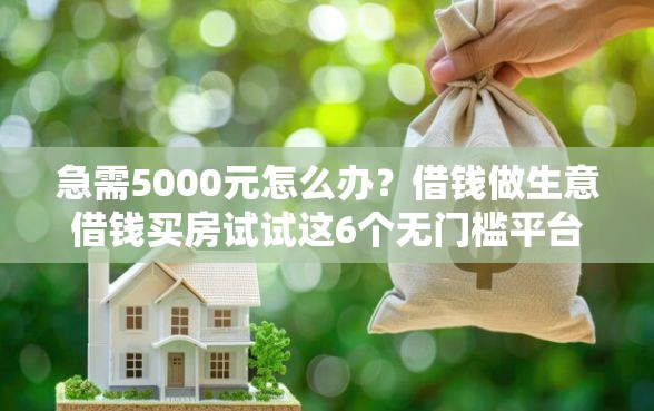 急需5000元怎么办？借钱做生意借钱买房试试这6个无门槛平台