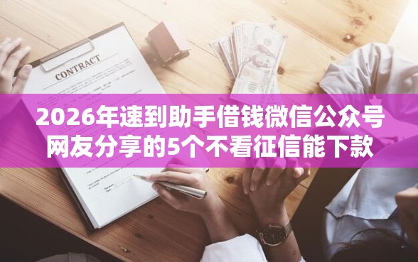 2026年速到助手借钱微信公众号网友分享的5个不看征信能下款的平台我觉得不错！