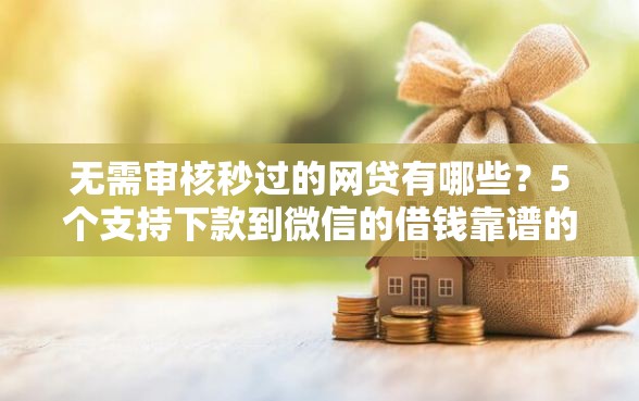 无需审核秒过的网贷有哪些？5个支持下款到微信的借钱靠谱的平台