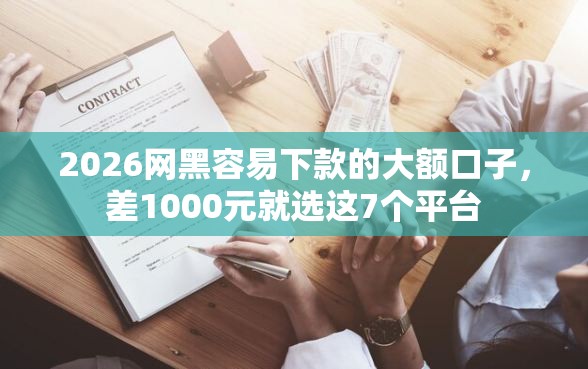 2026网黑容易下款的大额口子，差1000元就选这7个平台