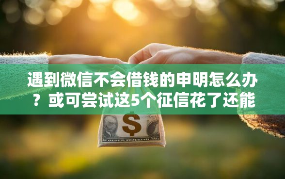 遇到微信不会借钱的申明怎么办？或可尝试这5个征信花了还能贷款的正规平台