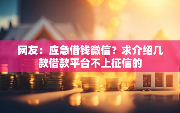 网友：应急借钱微信？求介绍几款借款平台不上征信的