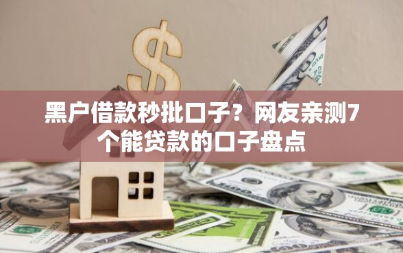 黑户借款秒批口子？网友亲测7个能贷款的口子盘点