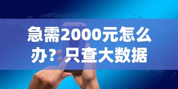 急需2000元怎么办？只查大数据不查征信的网贷平台试试这7个无门槛平台