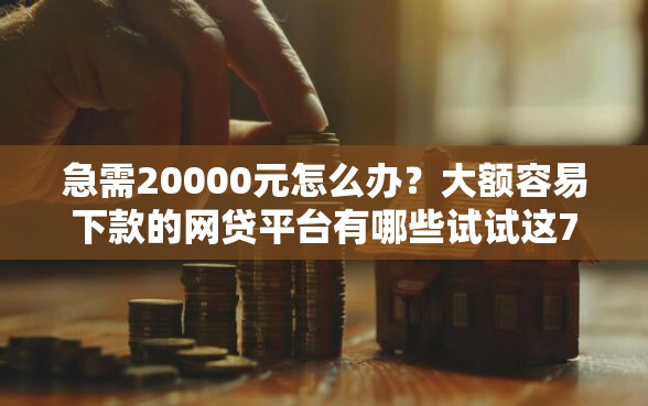 急需20000元怎么办？大额容易下款的网贷平台有哪些试试这7个无门槛平台
