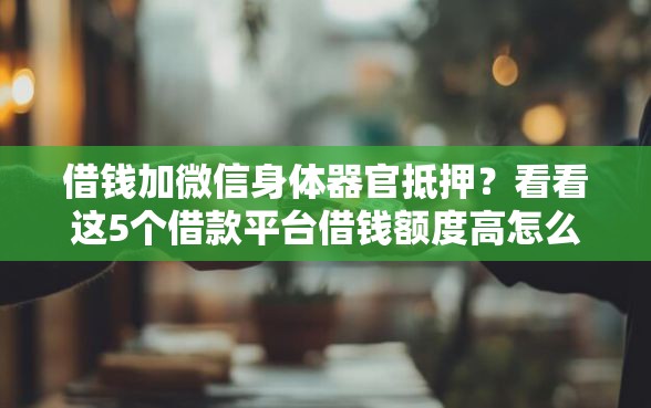 借钱加微信身体器官抵押？看看这5个借款平台借钱额度高怎么样