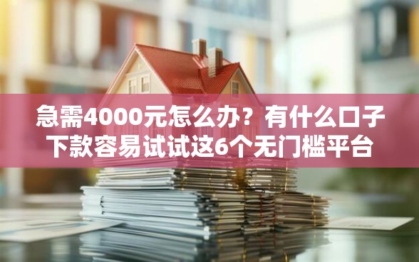 急需4000元怎么办？有什么口子下款容易试试这6个无门槛平台