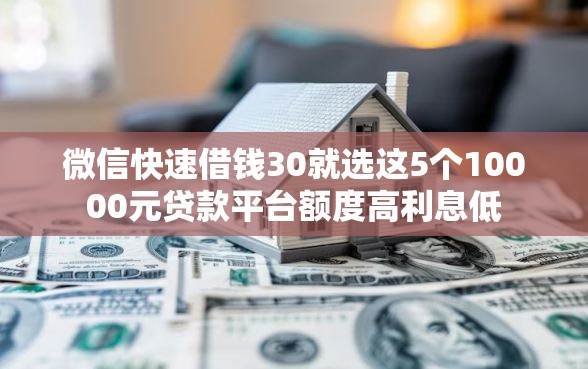 微信快速借钱30就选这5个10000元贷款平台额度高利息低