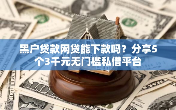 黑户贷款网贷能下款吗？分享5个3千元无门槛私借平台