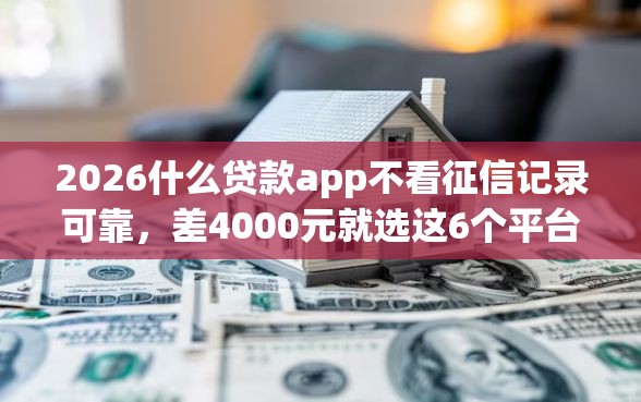 2026什么贷款app不看征信记录可靠，差4000元就选这6个平台