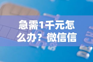 急需1千元怎么办？微信信用分借钱还款试试这6个无门槛平台