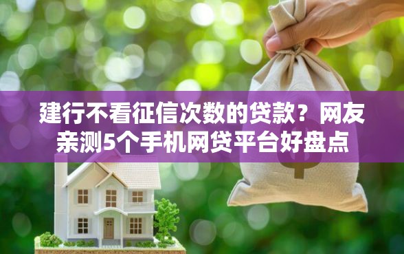 建行不看征信次数的贷款？网友亲测5个手机网贷平台好盘点