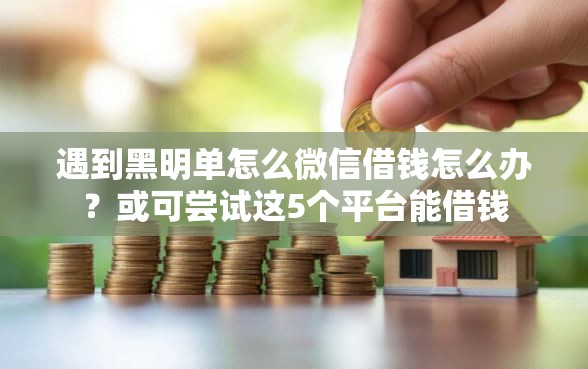 遇到黑明单怎么微信借钱怎么办?或可尝试这5个平台能借钱 遇到黑明单怎么微信借钱怎么办?或可尝试这5个平台能借钱